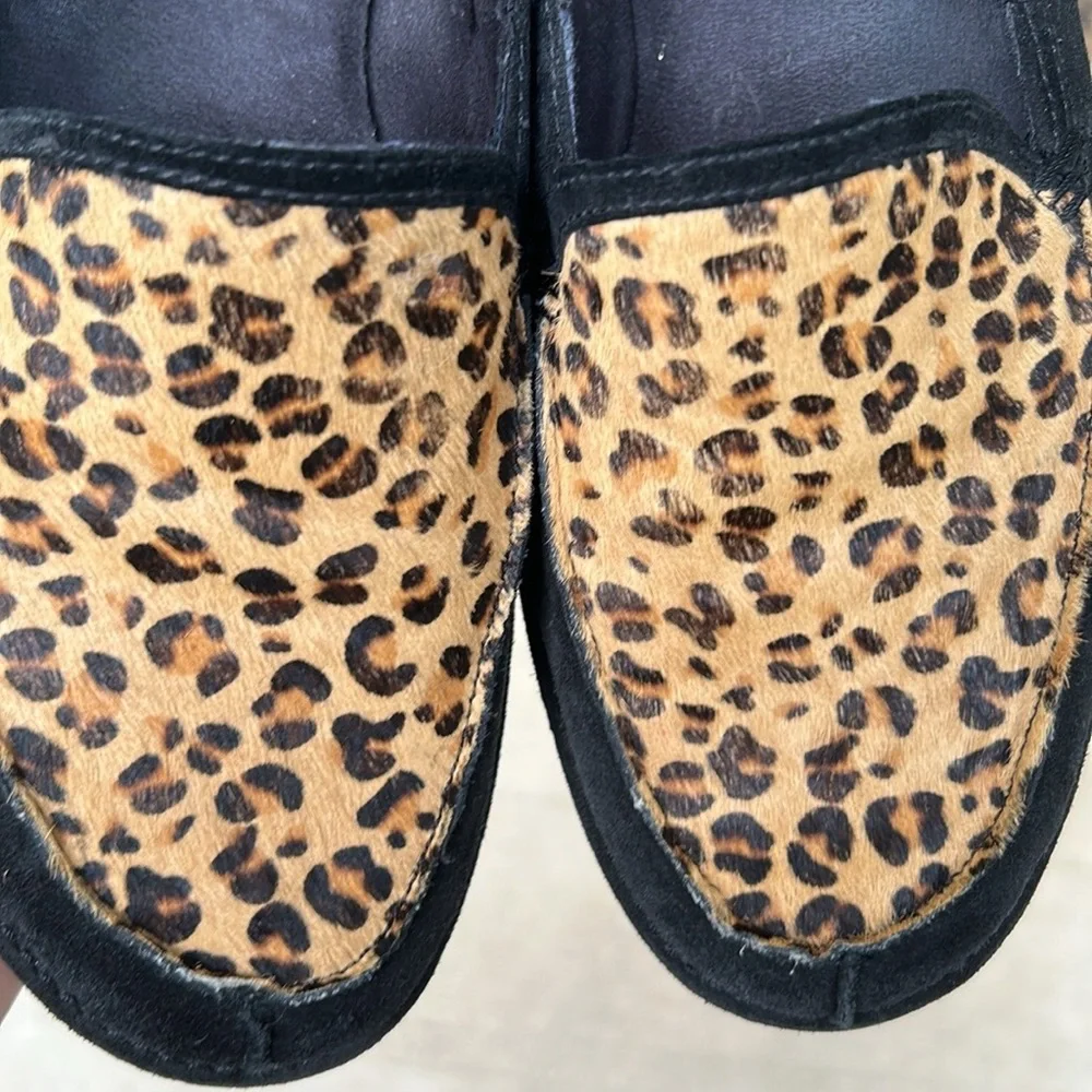 Liz Claiborne Black Suede Leopard Print Loafer‎ Shoes